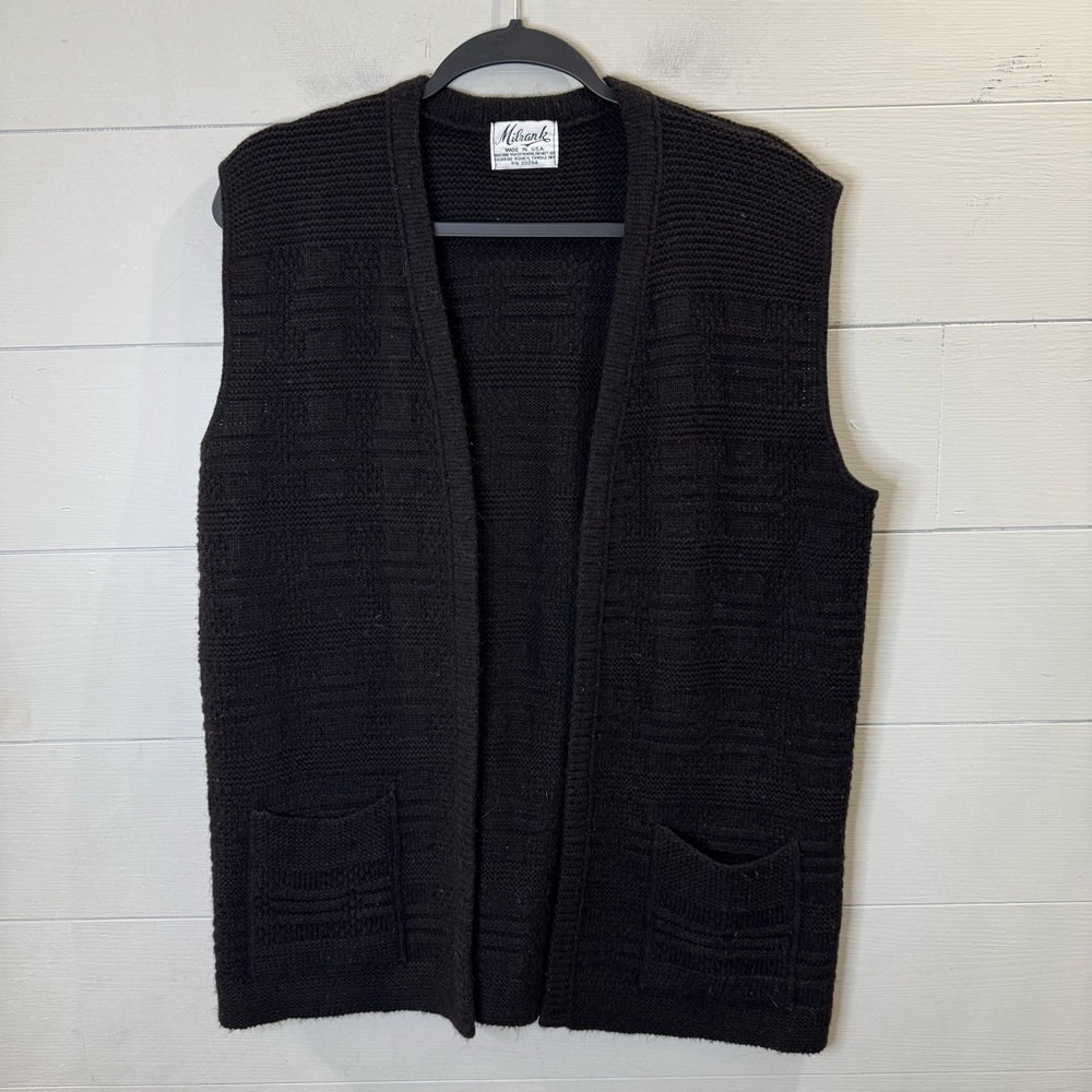 Milrank | Women's Vintage Black Sweater Vest Large